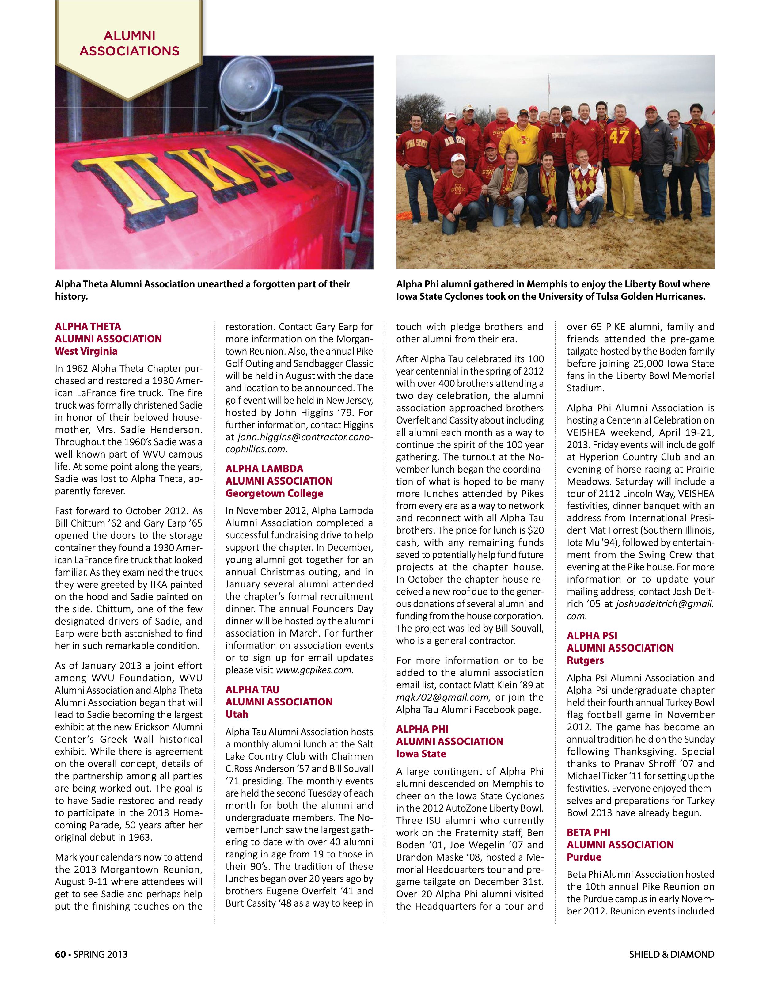 Alumni Associations, Spring 2013